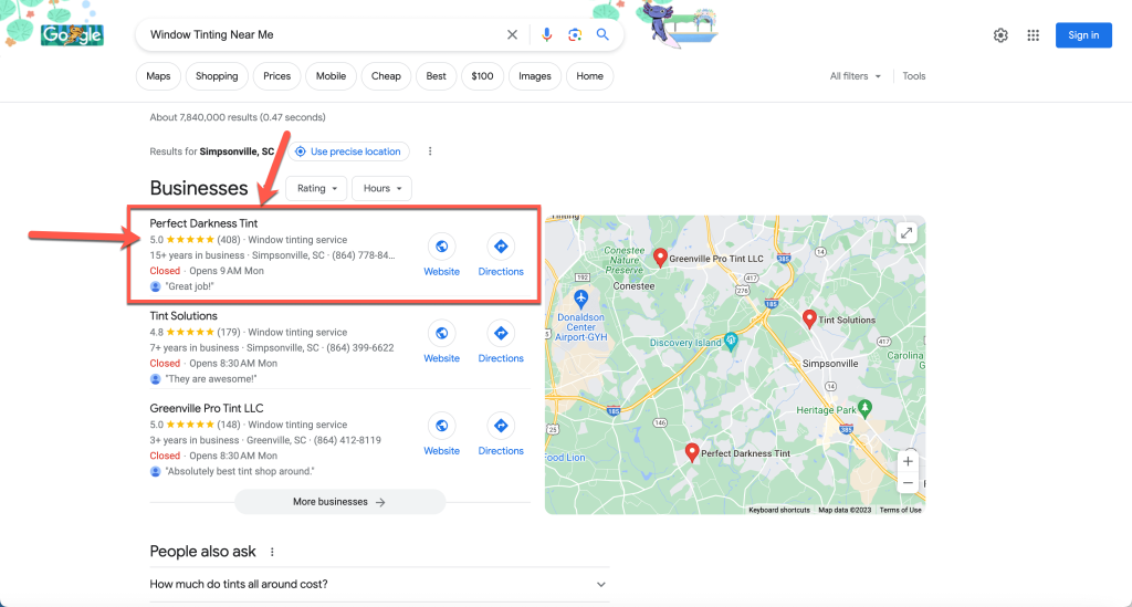Window Tinting near me search